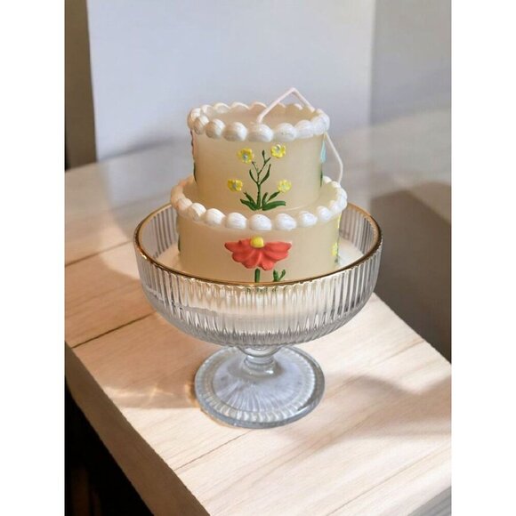 New White Jessica Simpson FLoral Flower Cake Scented Decorative Candle Gift - Picture 1 of 3